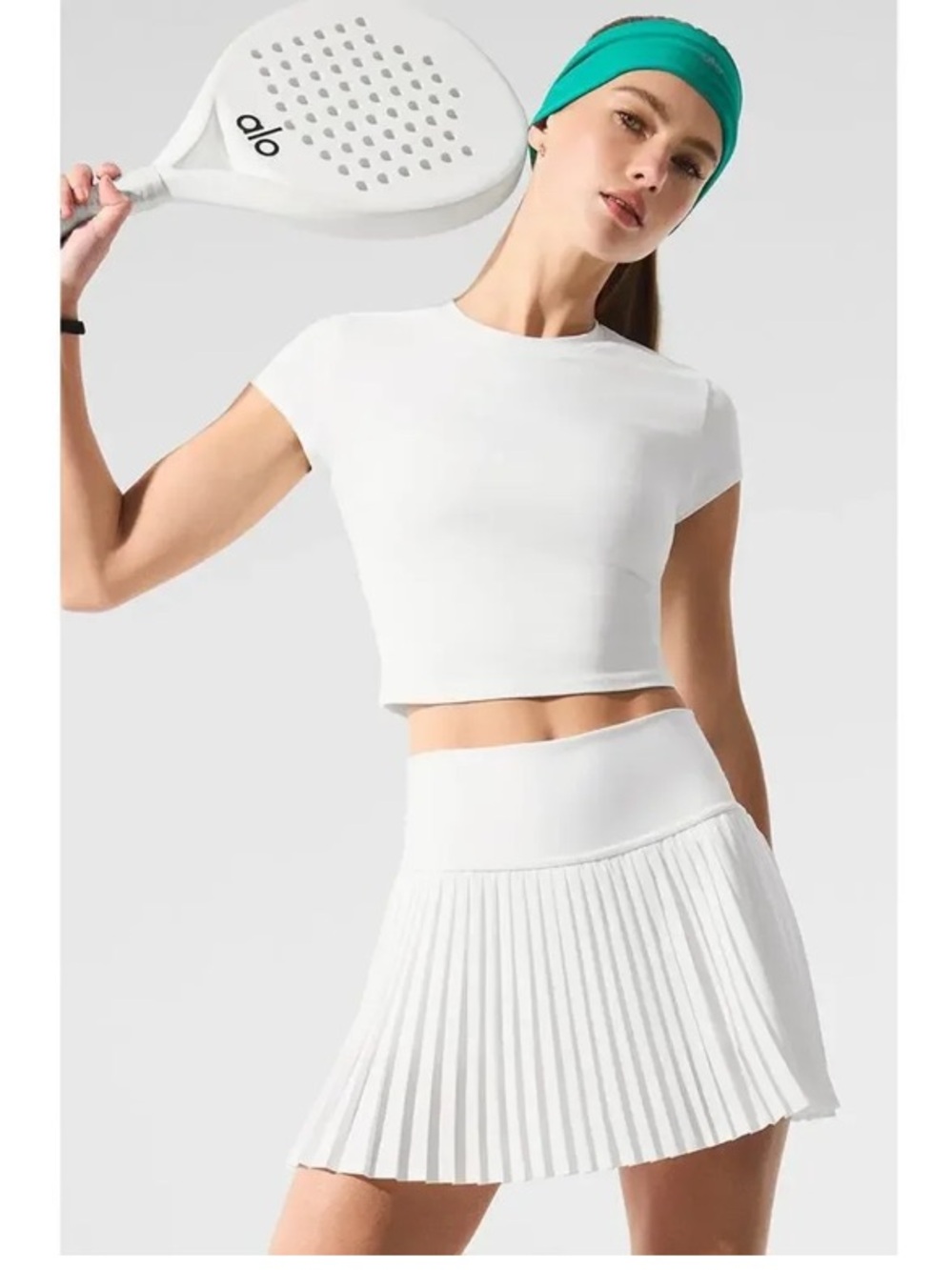 Alo Yoga Grand Slam High-Rise Pleated Tennis Skirt White Size Medium